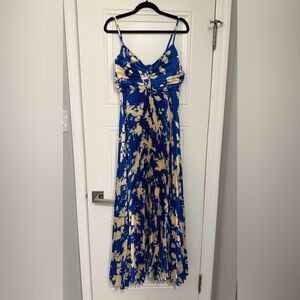 Vici Blue and Cream Floral Maxi Dress